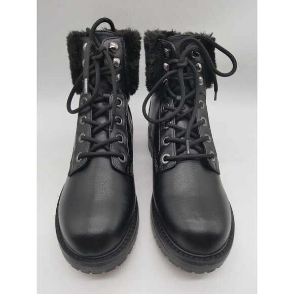 Bandolino Womens Livia Black  Round Toe Lace Up Combat Boots - Picture 3 of 6